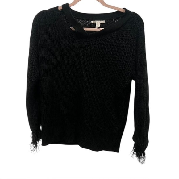 Cato Black Sweater with Feather Accents - Picture 1 of 2